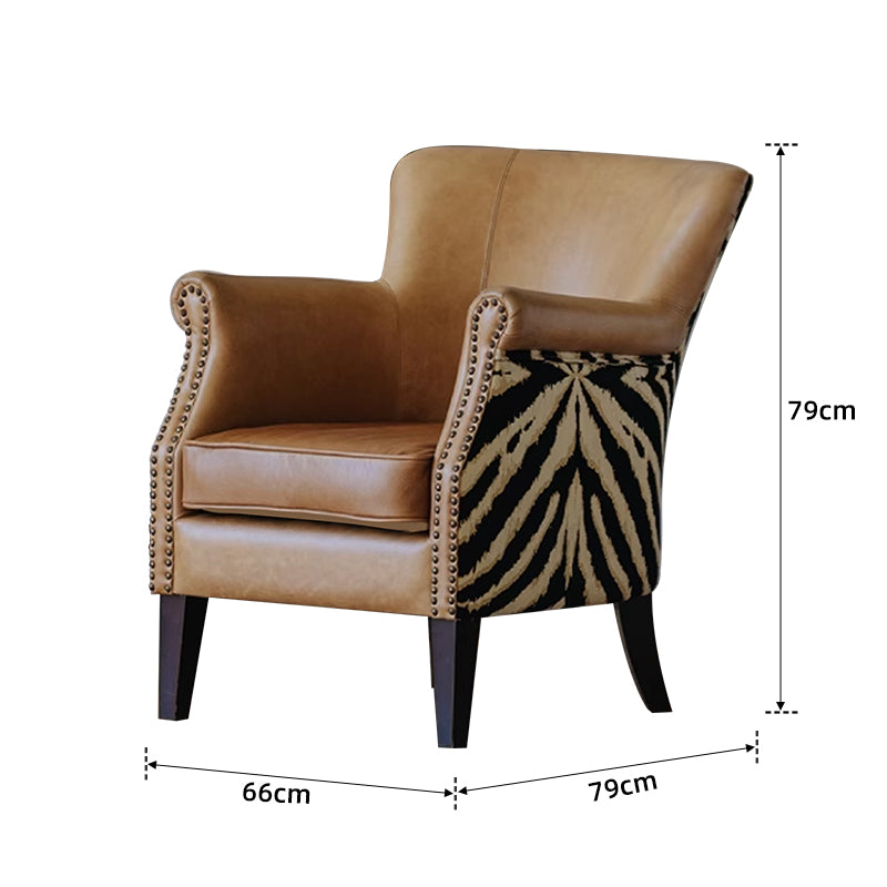 Vintage Leather Tiger Chair – Retro Cigar Single Armchair for Living Room, Study, Balcony