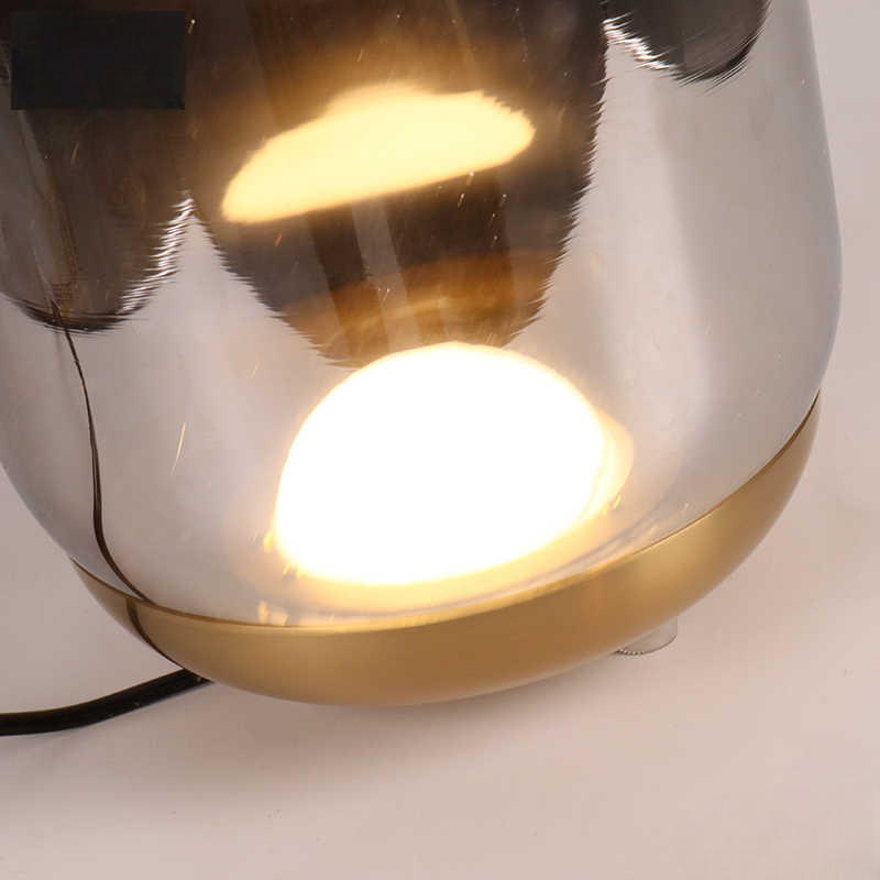 Knot Table Lamp, Minimal Iron Glass Table Light, Bedroom/Living Room/Study, Smoky Gray