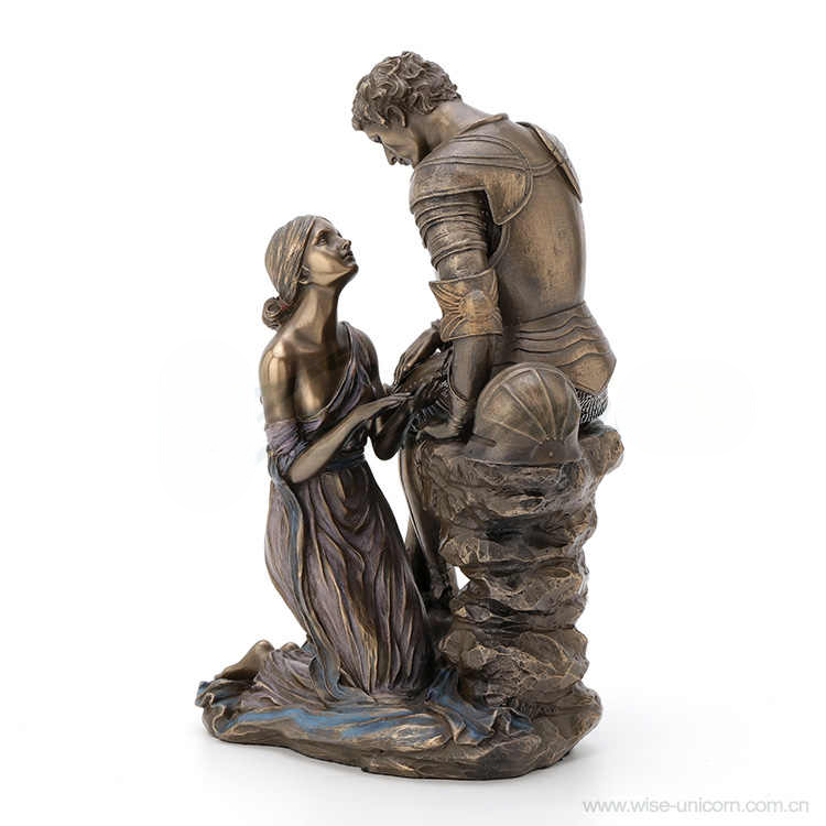 Greek Mythology Sculpture – Knight and Serpent Maiden Bronze Finish Statue, Luxury Decorative Figurine for Home or Gift