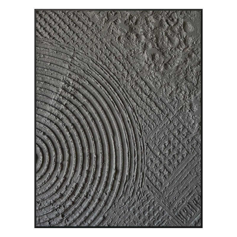 Minimalist Abstract Relief Wall Art, Hand-Painted Textured Oil Painting with Modern Black Aluminum Frame