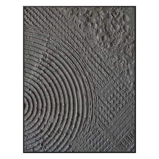 Minimalist Abstract Relief Wall Art, Hand-Painted Textured Oil Painting with Modern Black Aluminum Frame
