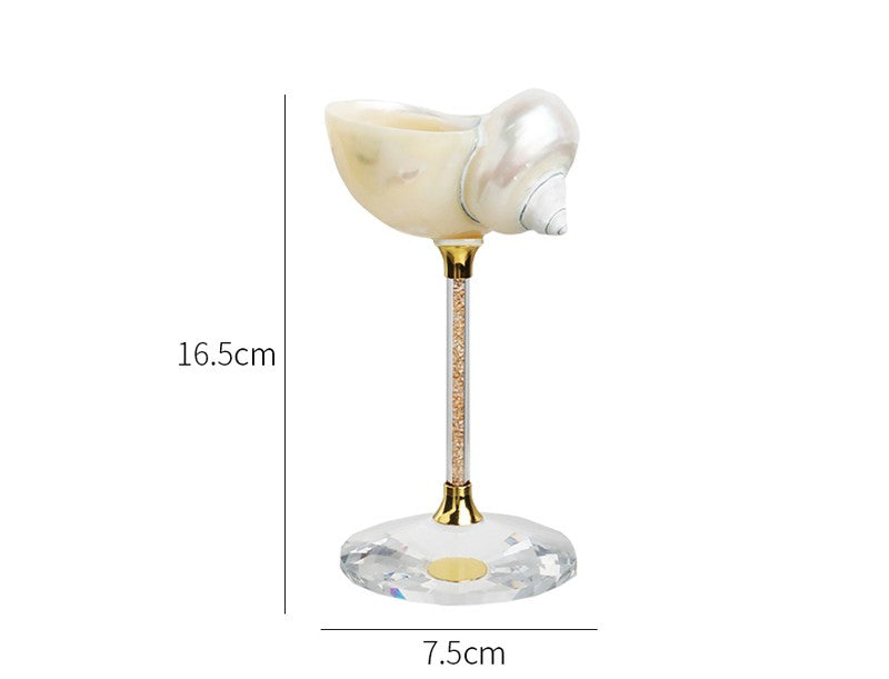 Luxury Shell Wine Glass Set, Handmade Crystal Stemware, Creative Seashell Champagne Goblets for Gift and Home Decor, Set of 2 (White and Green)