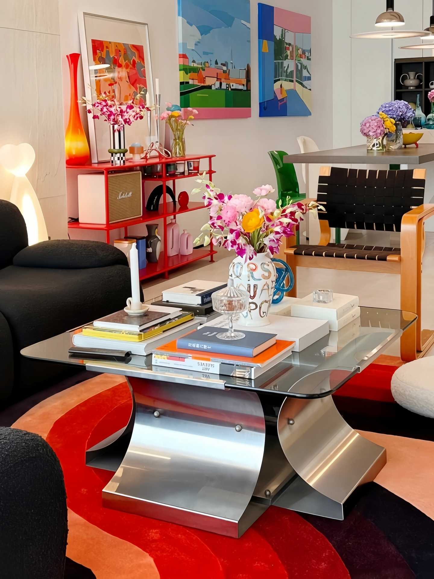 Bauhaus Chrome Steel Coffee Table with Tempered Glass Top, Mid-Century Modern Square Designer Table