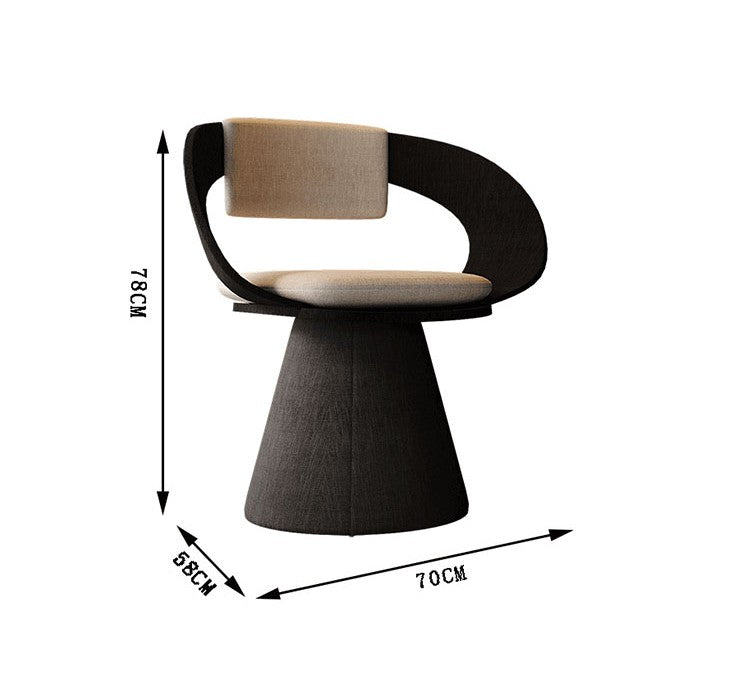 Modern Designer Swivel Chair with Circular Backrest, Contemporary Vanity Chair for Bedroom & Dining Room