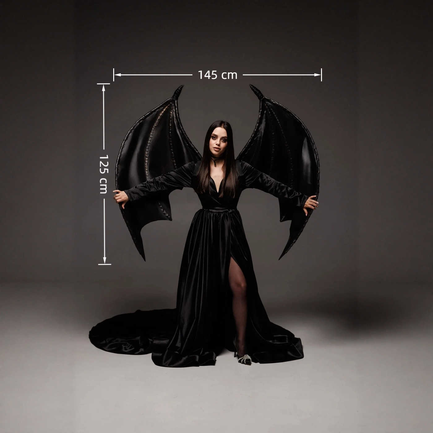 Black Dragon Bat Vampire Wings – Adult Gothic Angel Demon Cosplay Prop for Halloween, Stage & Runway