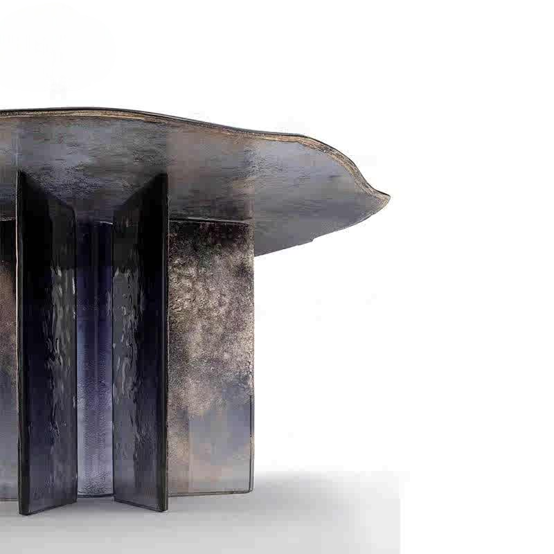 Modern Designer Ripple-Edge Gradient Acrylic Dining Table, Custom Luxury Round Artistic Water Texture Table for Living or Dining Room
