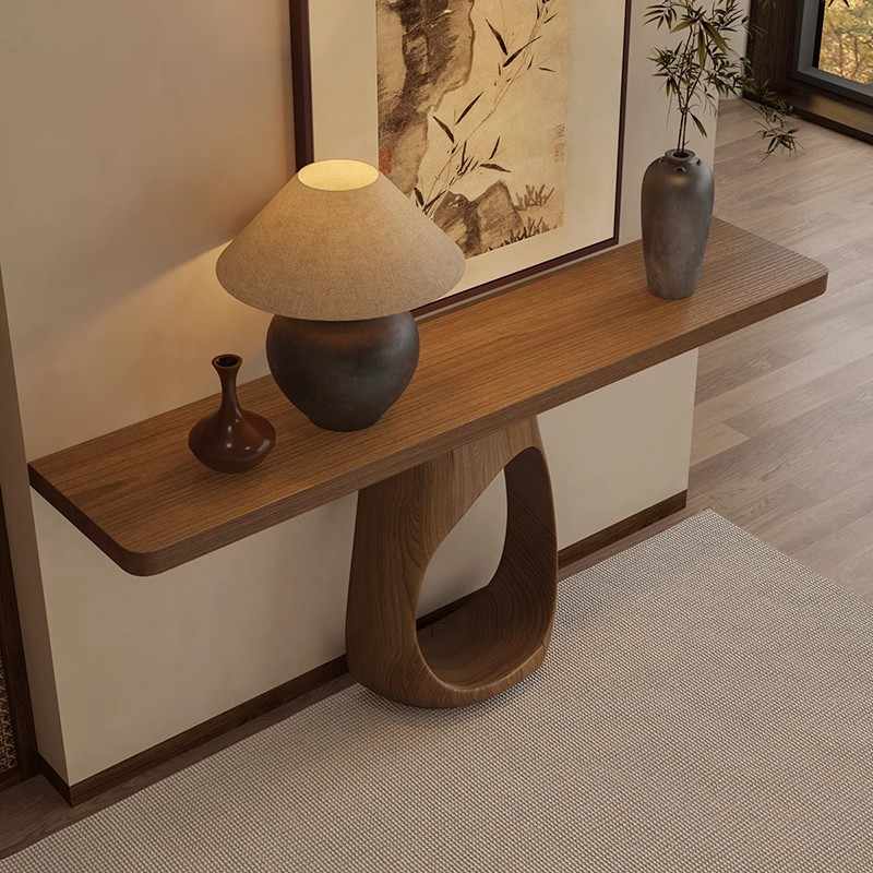 Modern Solid Wood Entryway Console Table – Designer Oriental Foyer Accent Table for Hallway and Living Room Art Décor