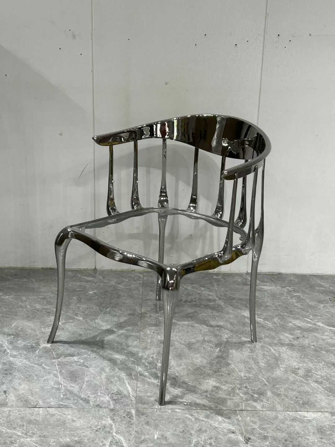 Italian Luxury Stainless Steel Dining Chair Frame – Modern Designer High-End Home Dining Seat Metal Structure