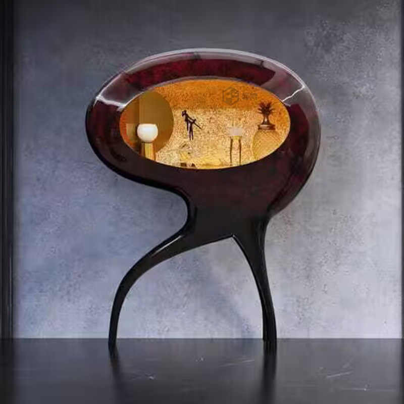 Luxury Solid Wood Octopus-Shaped Wine Cabinet, Artistic Display Sideboard for Villa or Living Room