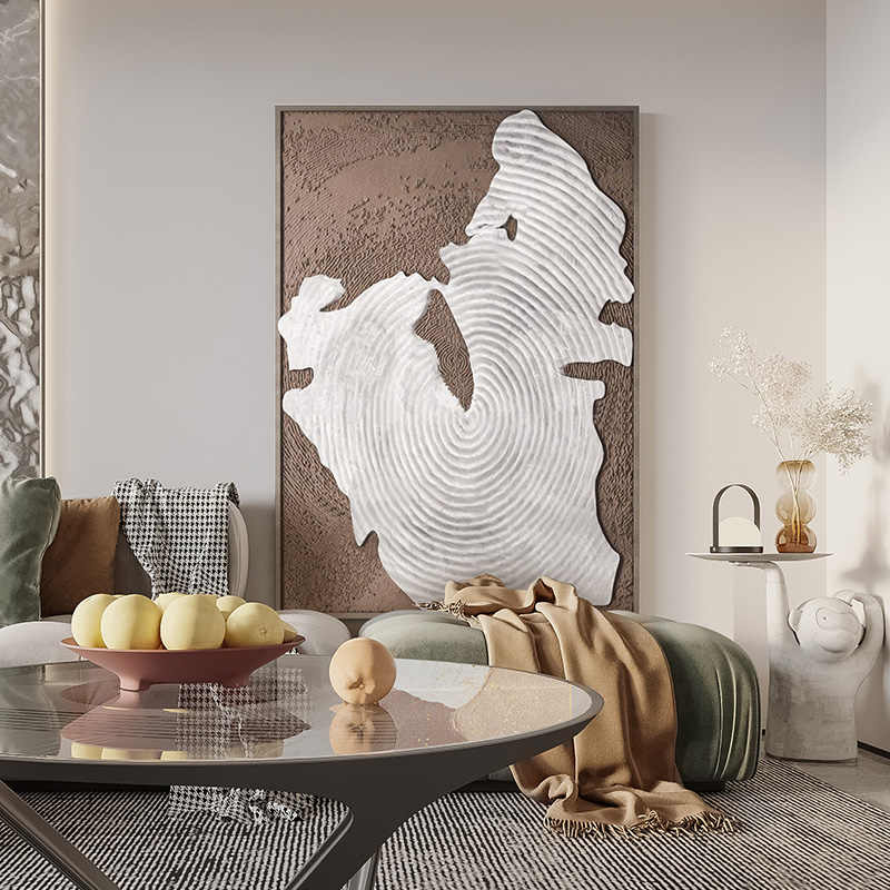 Minimalist 3D Sculpted Wall Art – Oversized Hand-Painted Textured Oil Canvas for Living Room, Hallway, Entryway, Solid Wood Frame