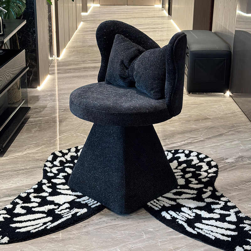 Luxury Butterfly Back Vanity Chair – Modern Makeup Stool, Rotating Upholstered Dressing Table Chair, Elegant Black Accent Chair for Bedroom, Living Room, Dining, Home Office