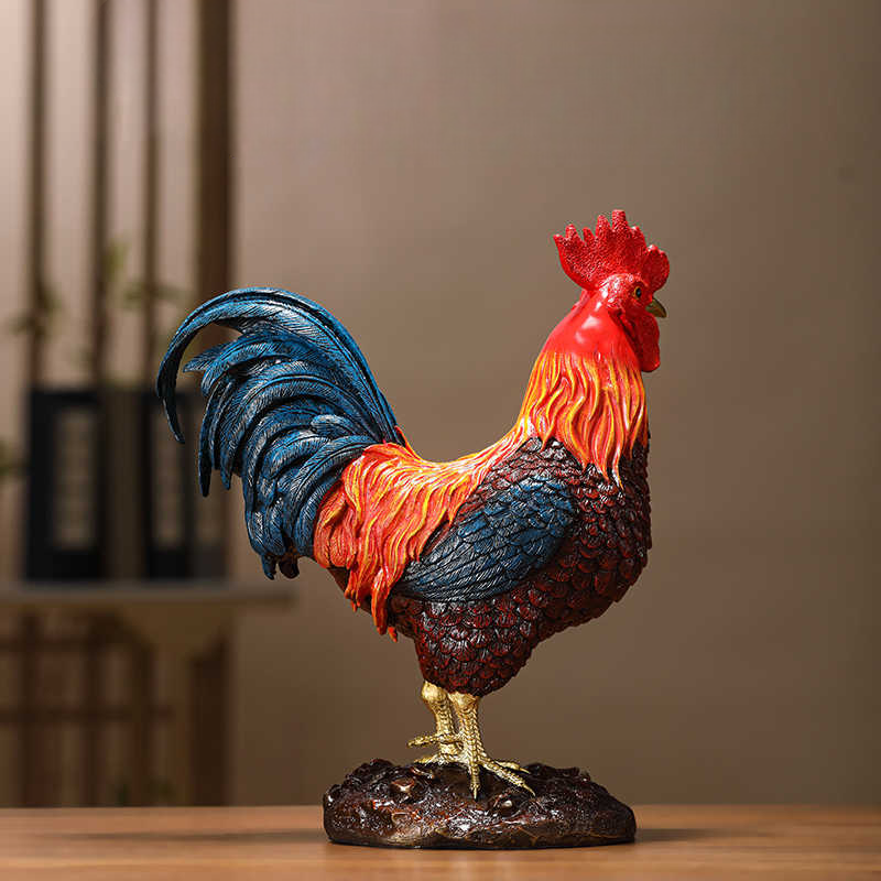 Large Prosperity Rooster Brass Sculpture, Wealth Zodiac Rooster, Living Room Office Decorative Bronze Figure, Grand Opening Housewarming Gift