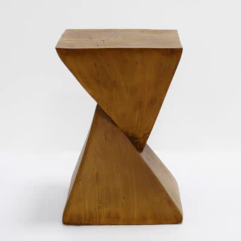 Modern Twisted Hourglass Side Table – Solid Wood Geometric End Table, Scandinavian Minimalist Accent Table, Sculptural Coffee Table for Living Room, Bedroom, Office