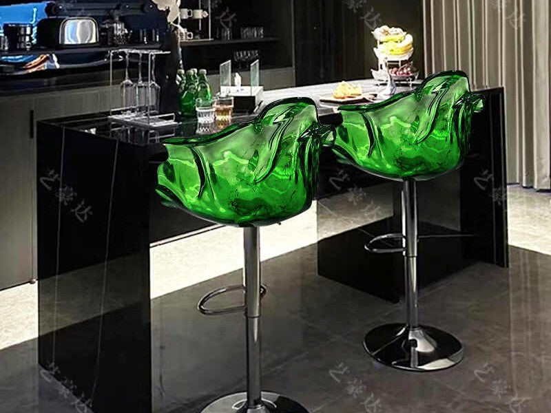 Luxury Designer Petal Bar Stool – Artistic Transparent Resin Adjustable Counter Chair, Modern Island Barstool with Chrome Base, Customizable Colors for Home & Commercial Use
