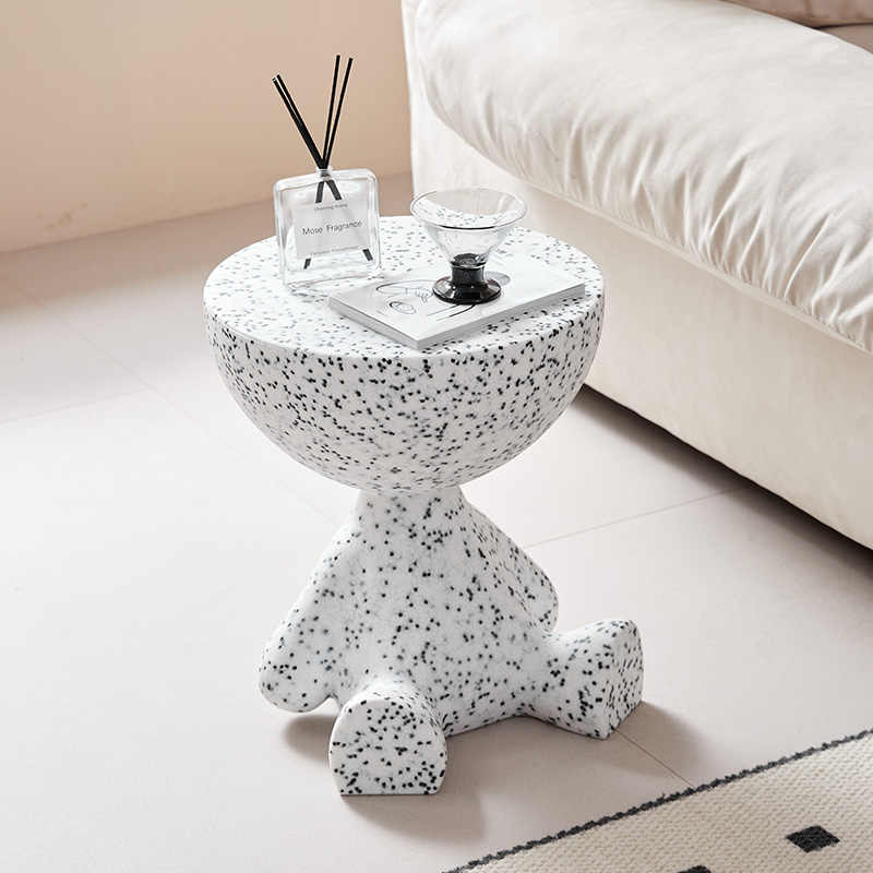 Viral Sitting Figure Side Table in Speckled Pattern, Modern Human Silhouette End Table with Multiple Color Options, Polyethylene Living Room Accent Furniture,