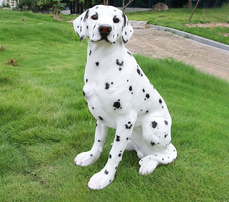 Realistic Dalmatian Dog Statue Set, Large Outdoor Resin Sitting Dog Sculptures – Garden, Foyer, Patio, Living Room Decor