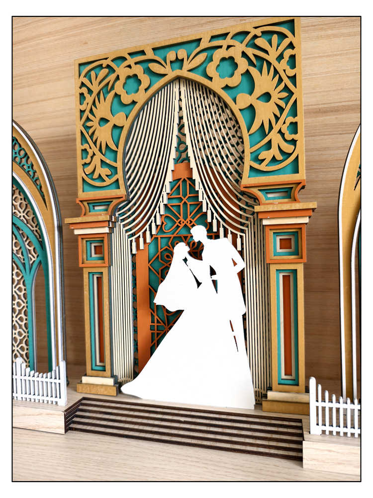 3D Laser Cut Wedding Decor Panel – Layered Wooden Tabletop or Wall Art, Newlywed Gift, Modern Minimalist Sofa Backdrop