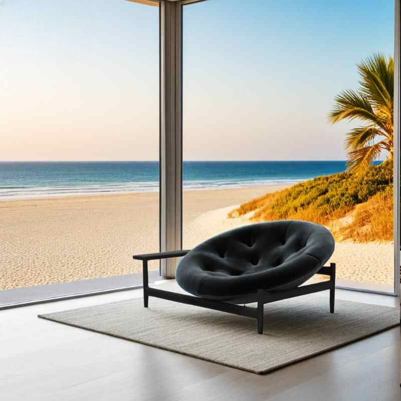 Contemporary Designer Lounge Chair, Duality Fiberglass Upholstered Accent Chair with Stainless Steel Base – Modern Single Sofa for Living Room or Office