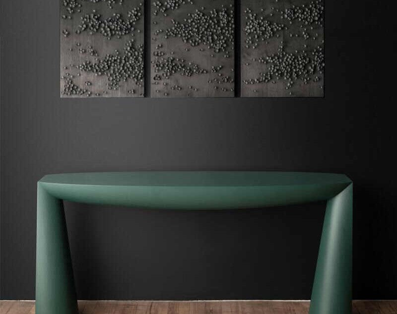 Creative Entryway Console Table, Modern Minimalist Green Designer Bar Table, Artistic Custom Hallway Divider Cabinet