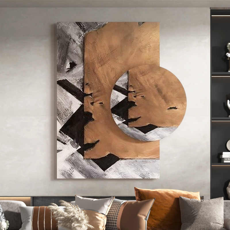 Abstract 3D Relief Wall Art, Hand-Painted Textured Oil Painting, Large Frameless Modern Living Room, Tea House & Hallway Decorative Panel