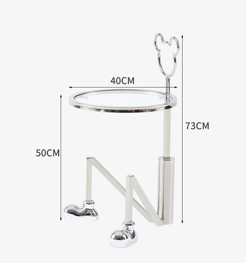 Mickey Designer Chrome Side Table – Modern Nordic Creative End Table for Sofa, Living Room Accent Tea Table