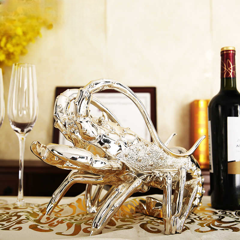Elegant Lobster Wine Rack – Rose Gold Resin Creative Bottle Holder for Living Room, Cabinet, Dining Table Decor