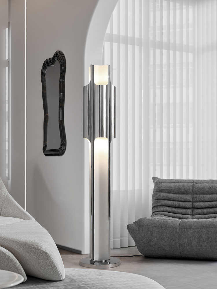 Postmodern Minimalist Chrome LED Floor Lamp, Luxury Hotel/VIP Club/Showroom Custom Designer Lighting