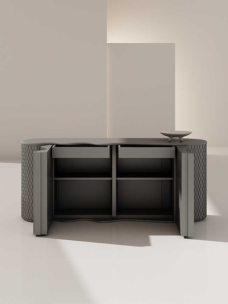 Luxury Infinity Sideboard – Designer Silver Star Ripple Storage Cabinet, Modern Entryway & Dining Room Buffet