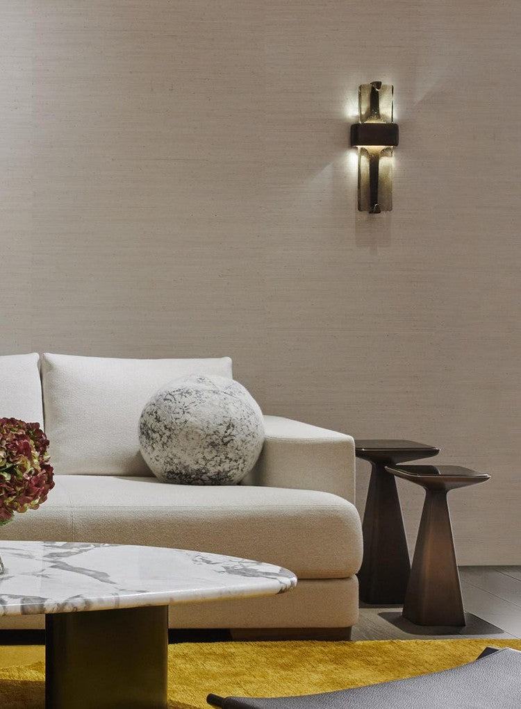 Vintage Torch Brass Crystal Glass Wall Sconce, Luxury LED Art Deco Accent Lamp for Living Room, Bedroom, Hallway