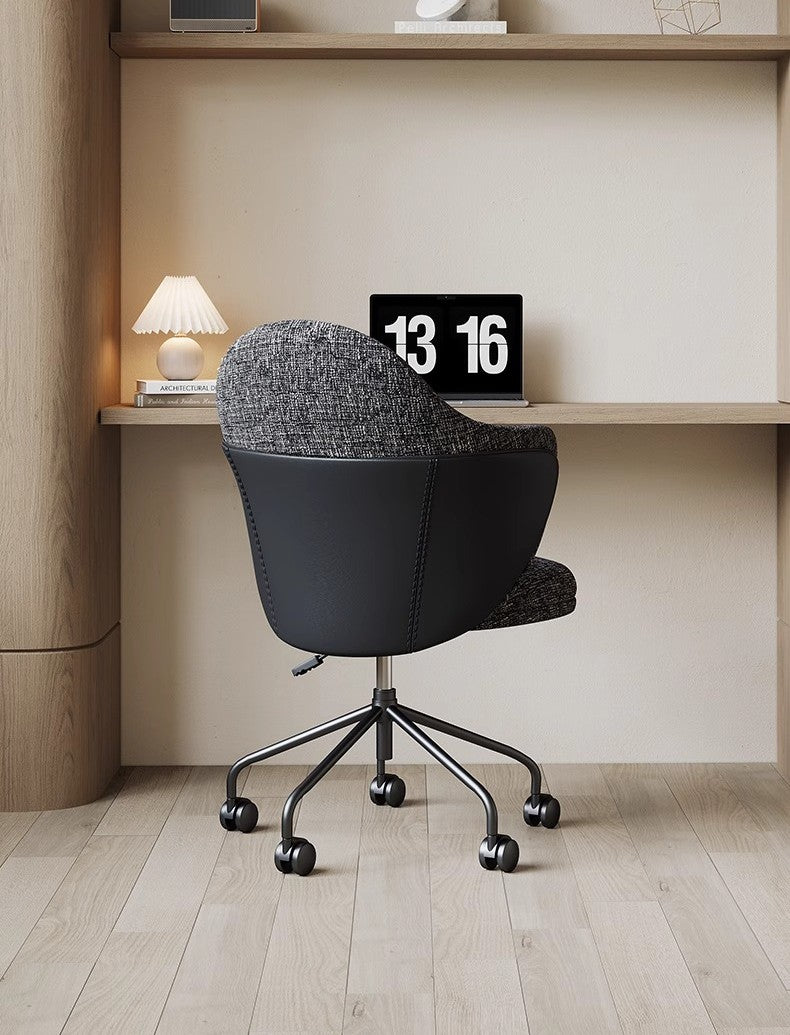 Contemporary Luxury Ergonomic Office Chair – Modern Computer Desk Chair with Mixed Material Design, Adjustable Home Study Furniture