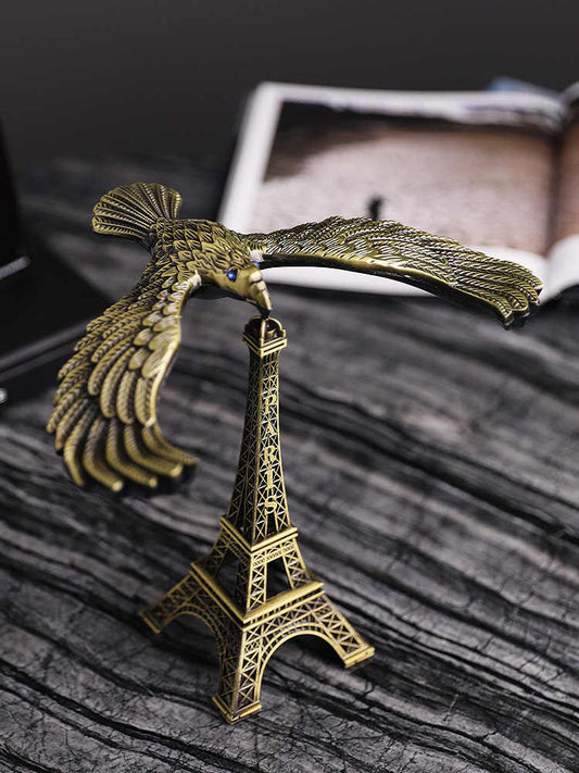 Gravity Balancing Eagle Desk Toy – Large Vintage Metal Eiffel Tower Sculpture, Floating Bird Office Decor, Unique Gift for Men