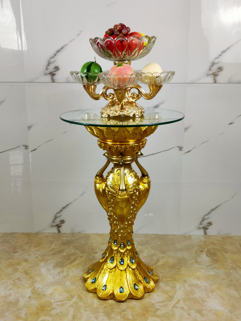 Luxury Plant Stand – Gold Resin Pedestal Table, Artistic Floral Pot Holder, Small Size