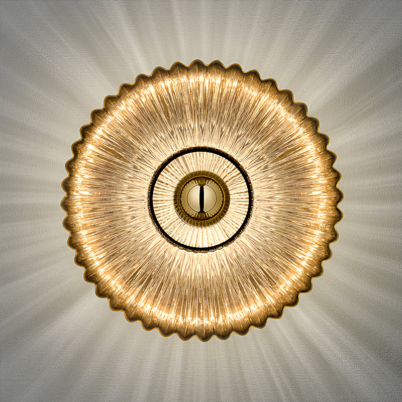 Designer Amber Wall Lamp, Modern Bedroom Bedside Sconce, Decor Accent Light with Shadow Pattern, Sample Room/Hotel