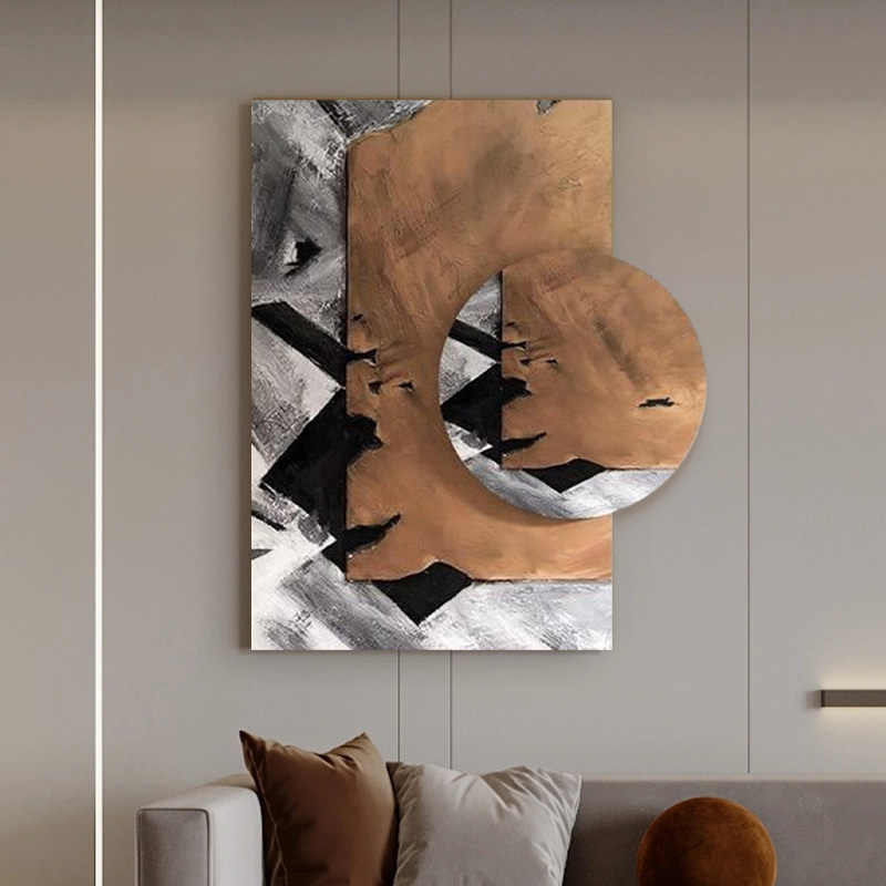 Abstract 3D Relief Wall Art, Hand-Painted Textured Oil Painting, Large Frameless Modern Living Room, Tea House & Hallway Decorative Panel