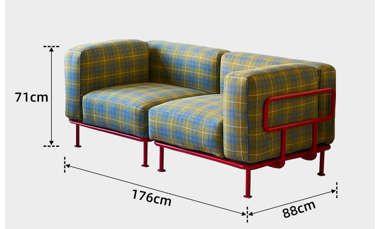 Vintage Dopamine Modular Fabric 2 Seater Sofa – Artistic Designer Loveseat for Apartment, Living Room & Modern Home