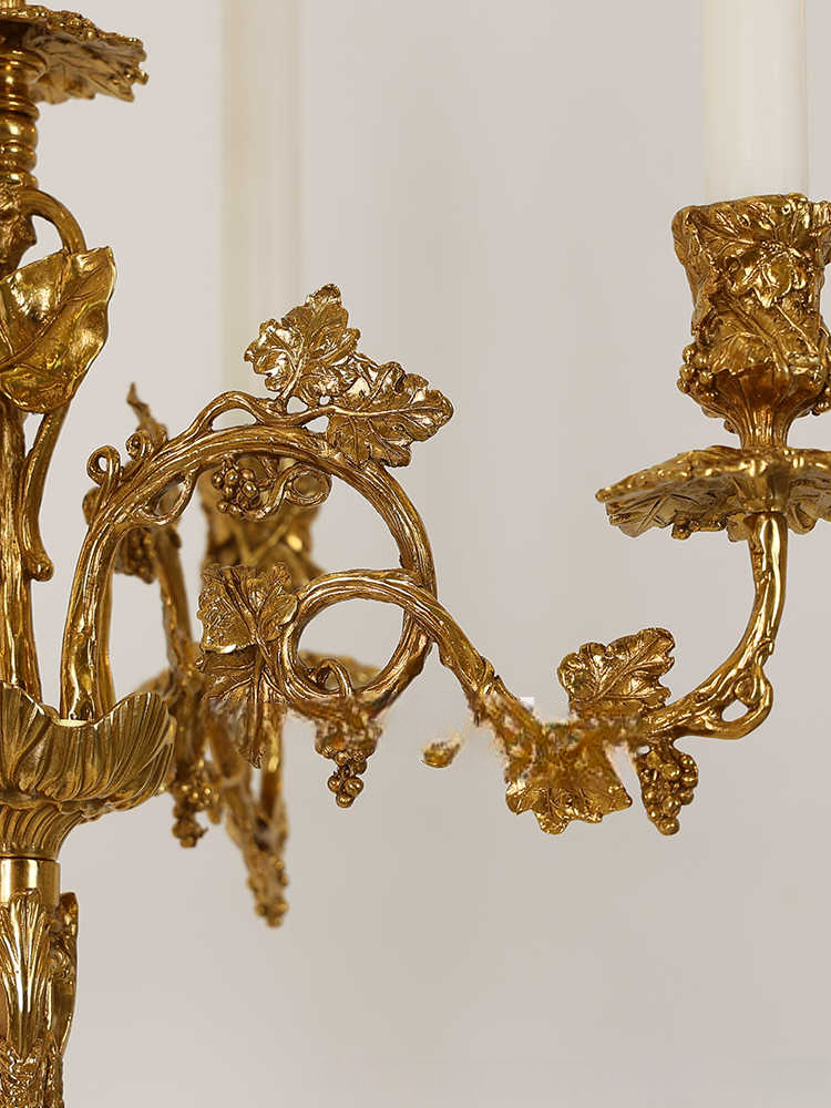 Baroque Luxury Solid Brass Candelabra – Antique Candle Holder, Ornate Home & Villa Centerpiece Décor