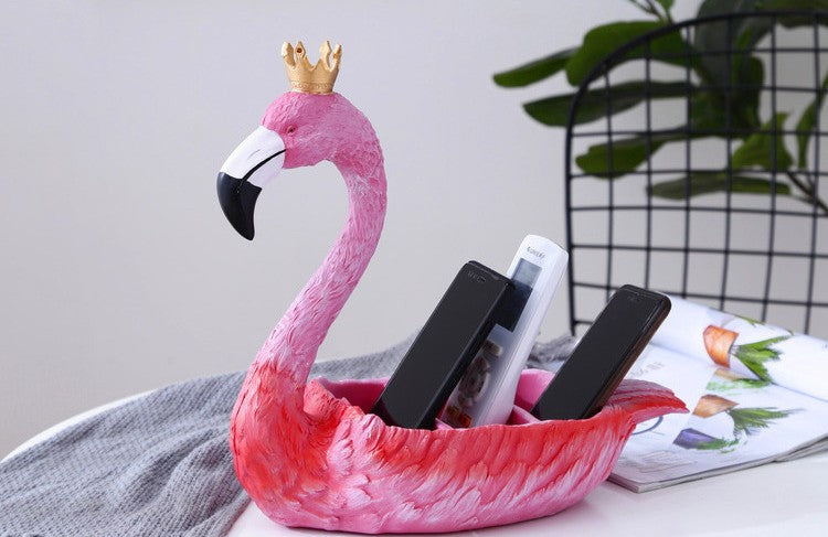 Flamingo Storage Box – Cute Pink Resin Organizer for Living Room, Table, or Vanity, Animal Tray Home Decor