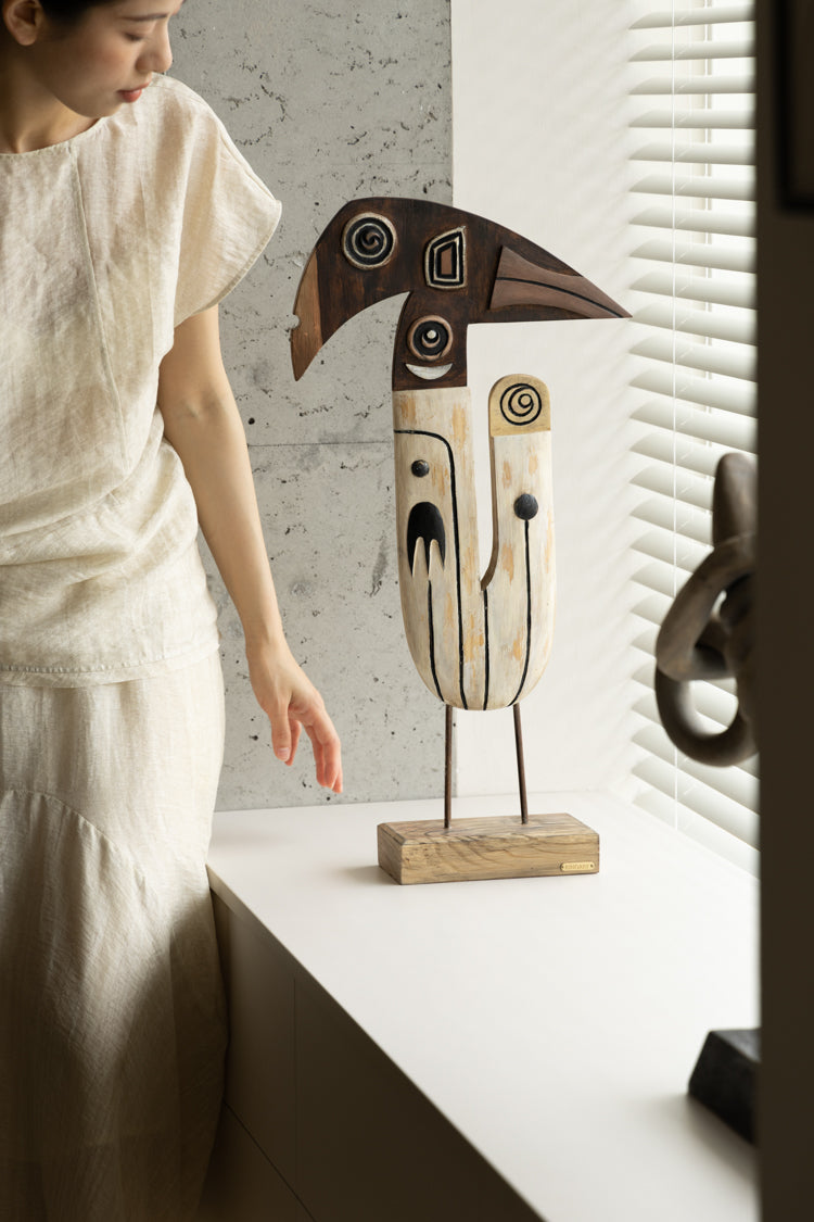Contemporary Wood Sculptures – Handcrafted Colorful Totem Art Collection for Living Room & Entryway Display