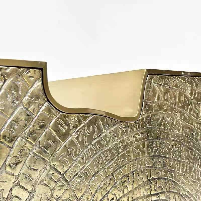 Designer Tree Trunk Console Table – Luxury Gold Metal Organic Sculpture, Contemporary Artistic Entry Table for Modern Hallways and Living Spaces