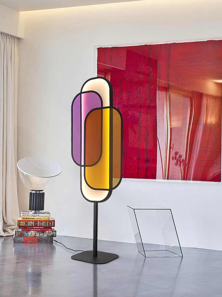 3D Moon Surface Floor Lamp, Modern Artistic Full Moon Crater Standing Light, Living Room/Study/Showroom – Colorful