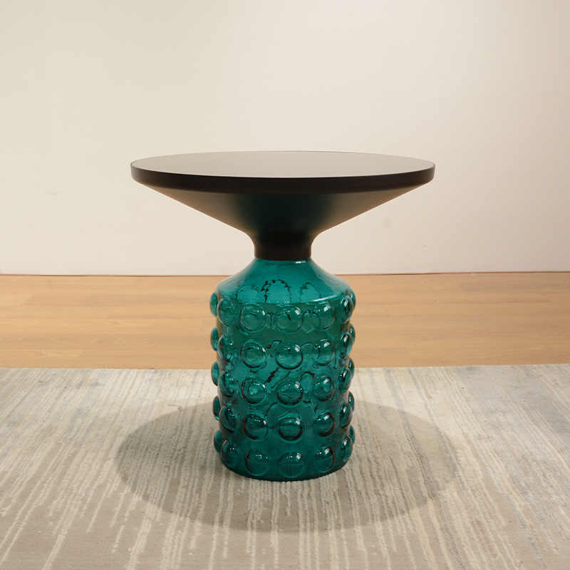 Nordic Designer Glass Side Table – Colorful Bell-Shaped Accent Table, Modern Minimalist Small Apartment Living Room Luxury