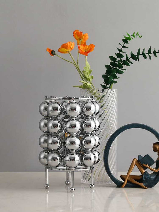 Mid-Century Chrome Bubble Table Lamp, Space Age Design with Multiple Chrome Spheres, Modern Minimalist Desk Light for Study Bedroom