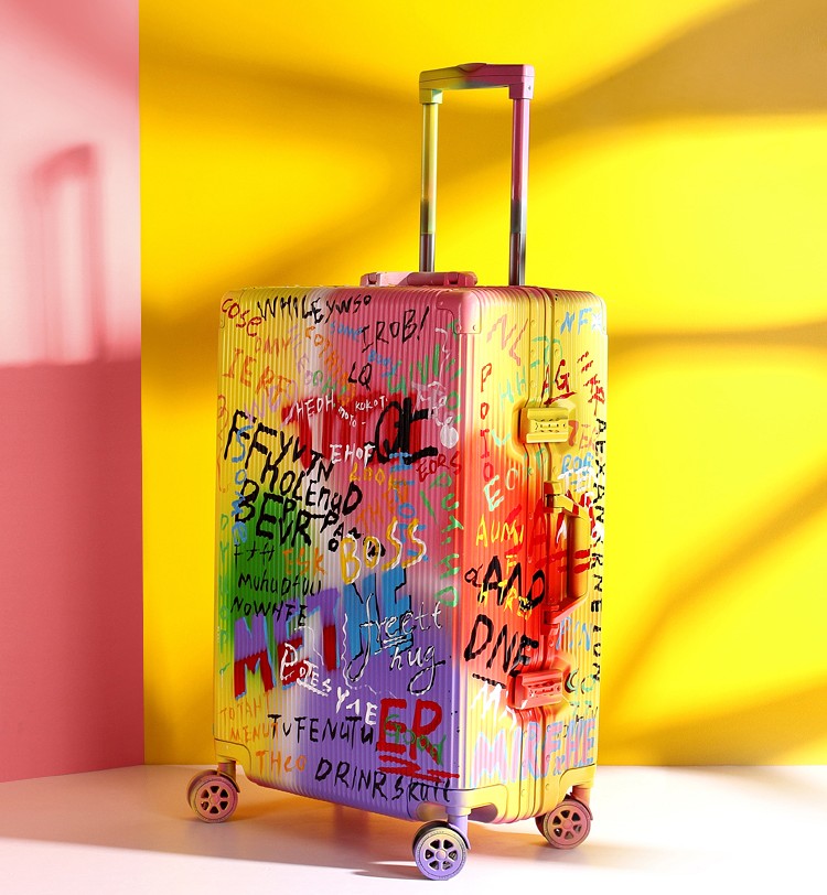 Graffiti Street Art Luggage – Colorful Hard Shell Rolling Suitcase with TSA Lock, 20 Inch Carry-On Travel Case for Fashion-Forward Travelers