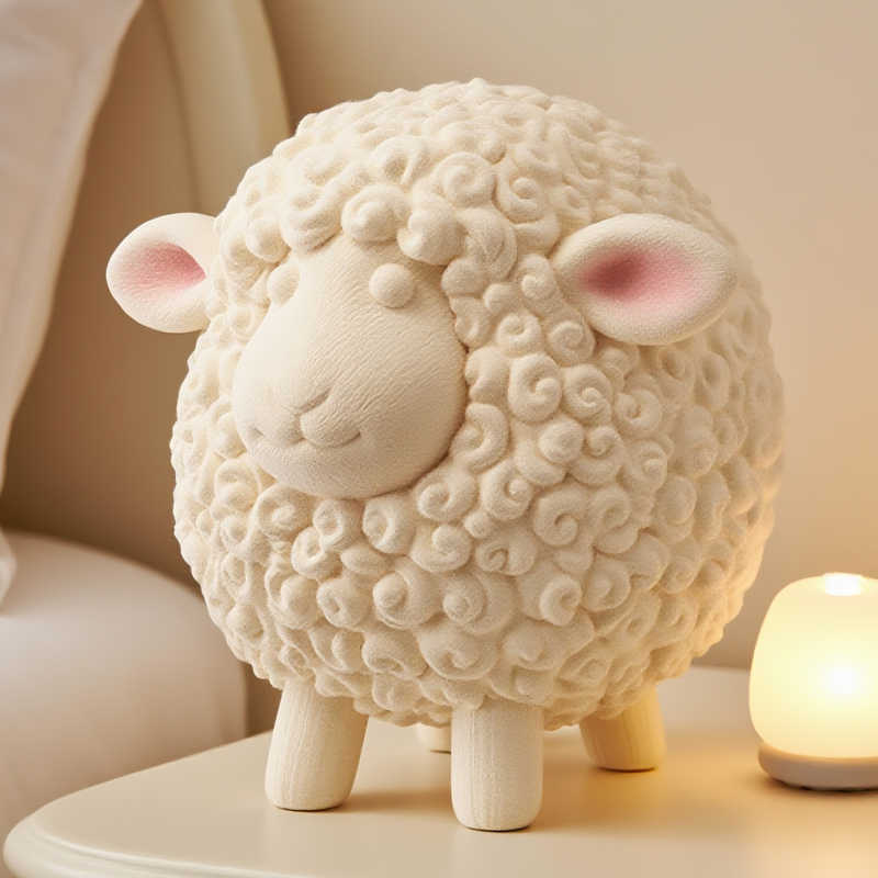 Cute Fluffy Sheep Desktop Ornament, Modern Cream-Style Table Decor for Living Room, TV Cabinet, Entryway, and Home Office