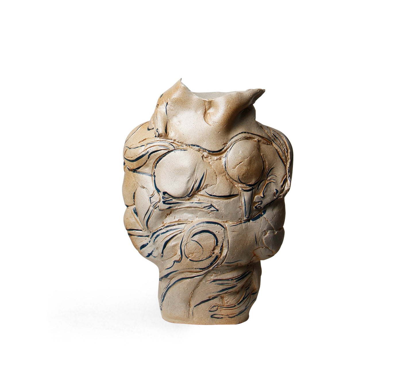 Modern Handcrafted Ceramic Vase, Abstract Art Floral Vessel Style, Sculptural Accent for Entryway, Study, or Showroom