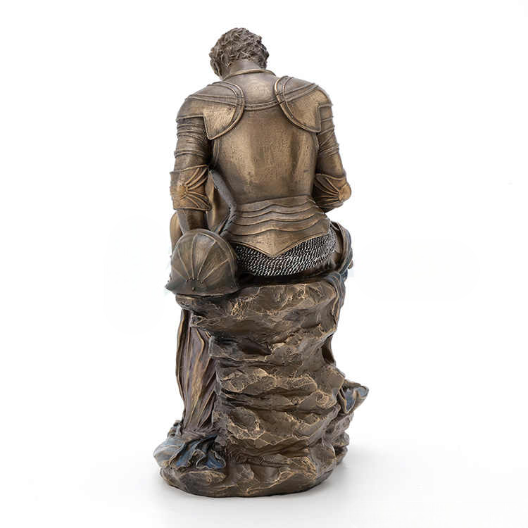 Greek Mythology Sculpture – Knight and Serpent Maiden Bronze Finish Statue, Luxury Decorative Figurine for Home or Gift