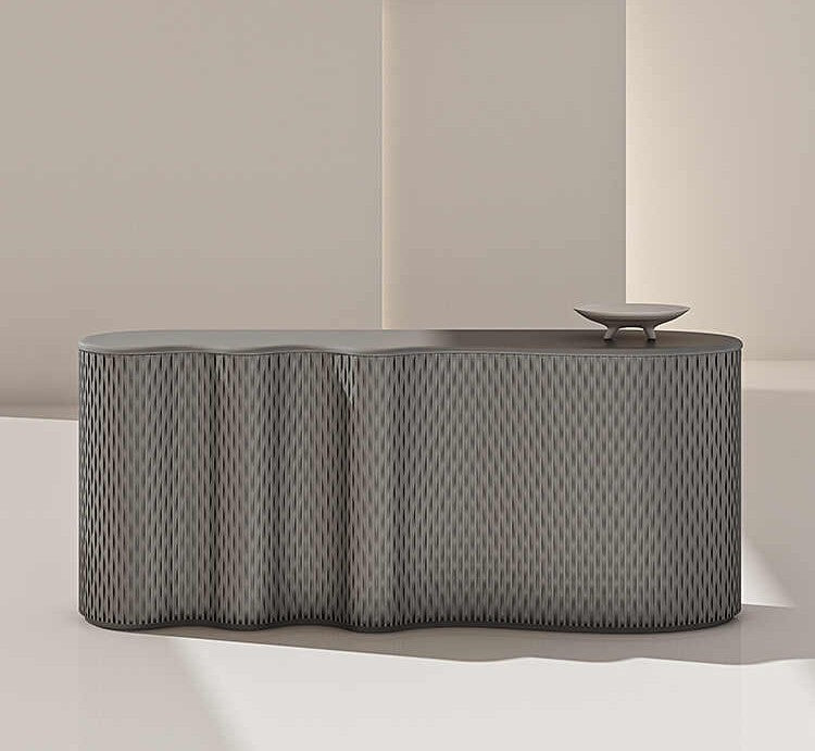 Luxury Infinity Sideboard – Designer Silver Star Ripple Storage Cabinet, Modern Entryway & Dining Room Buffet