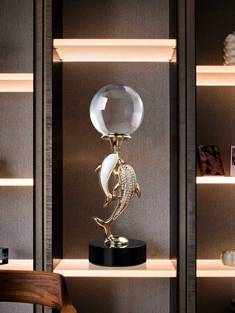 Dolphin Duo Luxury Entryway & Living Room Sculptures – High-End Art Deco Décor Set