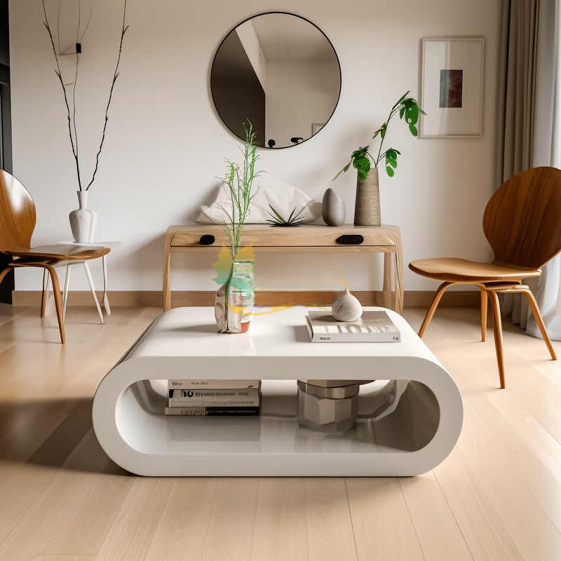 Modern Minimalist Designer Coffee Table, Luxury Creative Oval Center Table, High-End Living Room