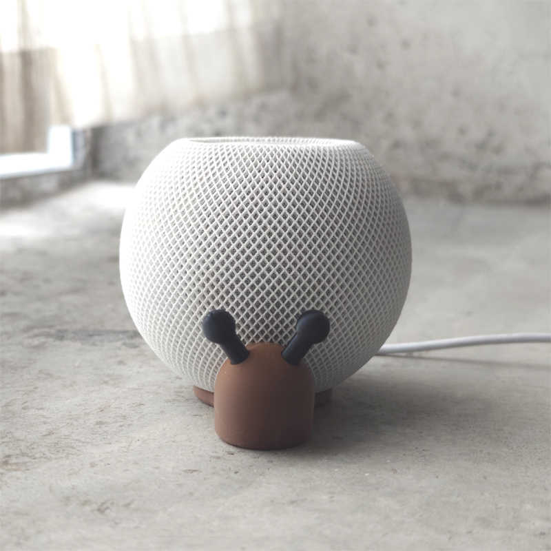 Cute Snail HomePod Mini Stand, Silicone Anti-Slip Shock Absorbing Desktop Base for Apple Smart Speaker